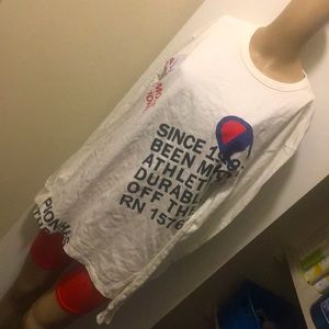 Champion white long sleeve logo tee shirt top